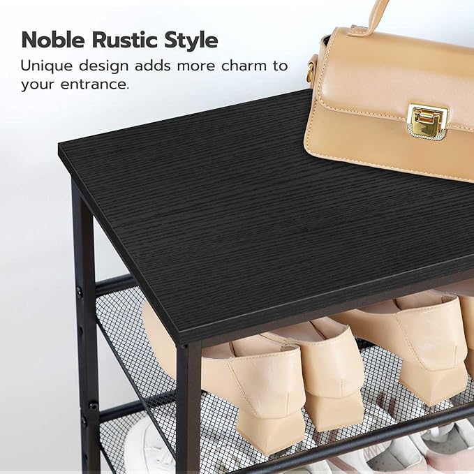 HOOBRO Shoe Rack for Entryway, 5-Tier Organizer with Adjustable Mesh Shelves, 16-20 Pairs, Spacious Floor Mount, Metal, Industrial, Closet Shoe Shelf, Black BB12XJ01-NeatNest