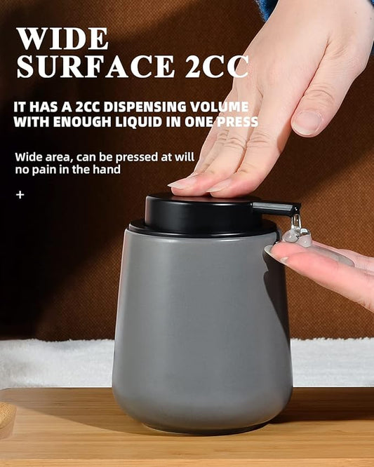 BosilunLife Grey Lotion Dispenser - Modern Ceramic Soap Dispenser Bathroom 12 oz Bottles Lotion Hand Pump Dispenser Black Pump Dish Liquid Dispenser for Kitchen Hand Wash Dispenser-NeatNest