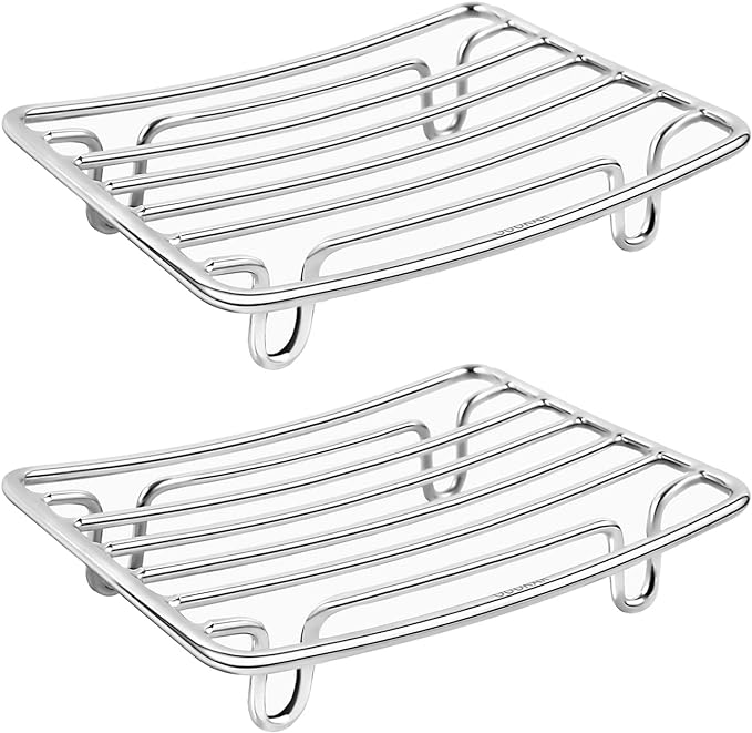 Bar Soap Dish Holder for Shower Bathroom Stainless Steel Rust Proof Self Draining, Chrome-2 Pack-NeatNest