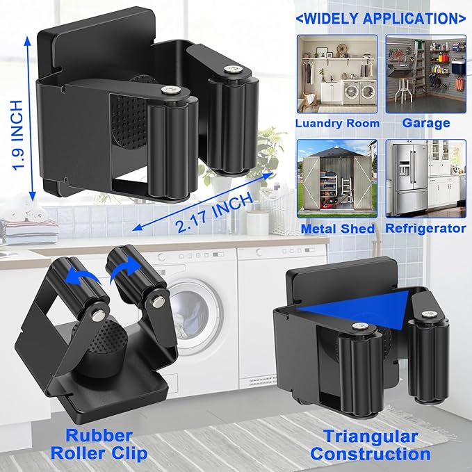 Strong Magnetic Mop Broom Holder, 2 Pack Heavy Duty Magnetic Mop Hanger for Refrigerators, Magnet Wall Mount Broom Holder Tool Storage for Laundry Room Garage Kitchen Workshops Metal Shed-NeatNest