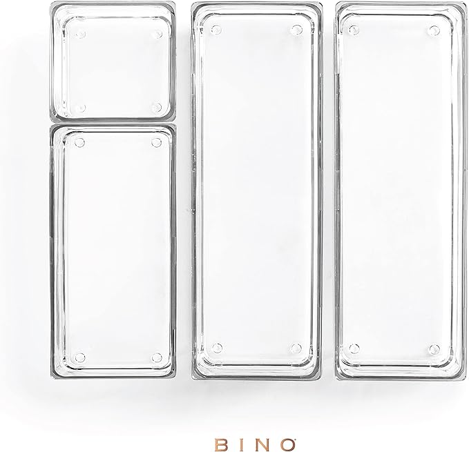 BINO 4-Piece Modular Drawer Bin Set | Bathroom & Vanity Drawer Organizer Trays - Small-NeatNest