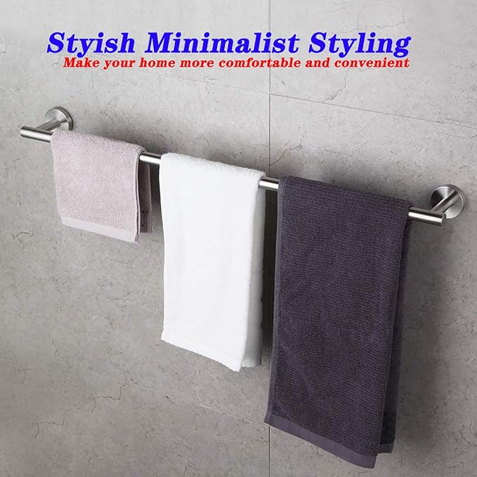 GERZWY Bathroom Towel Bar 30-Inch Stainless Steel Towel Bar Contemporary Style Wall Mount for Bath Kitchen, Brushed Finish AG1101C75-LS