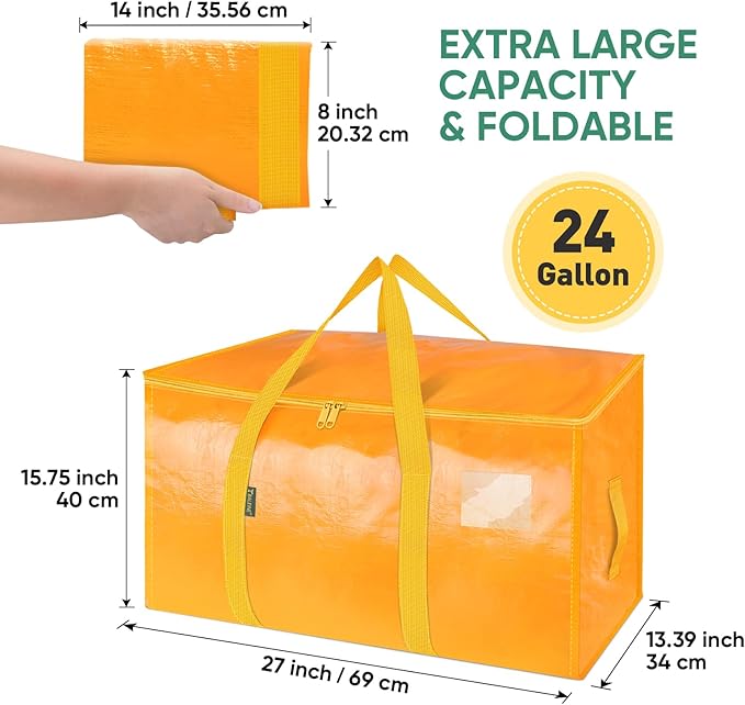 BALEINE 2-Pack Oversized Moving Bags with Reinforced Handles, Heavy-Duty Storage Tote for Clothes, Moving Supplies (Light Yellow, 2-Pack)-NeatNest