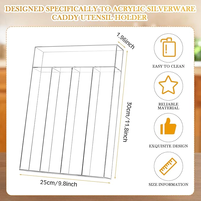 Baderke Acrylic Silverware Organizer Small Clear Utensil Drawer Organizer for Flatware Utensils Drawer, Office, Bathroom-NeatNest