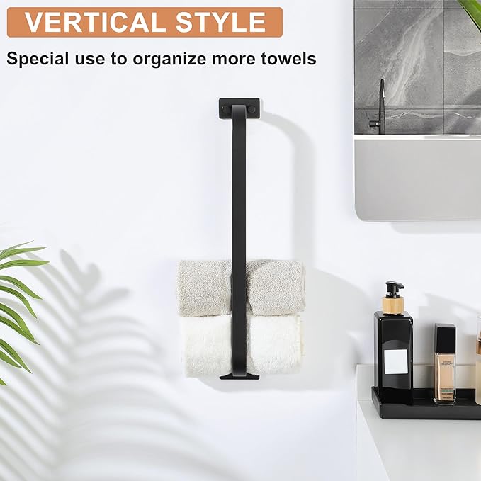 Bathroom Towel Bar, 16 inch Towel Racks for Bathroom Wall Mounted, SUS304 Stainless Steel Heavy Duty Towel Holder Bathroom Accessories Modern Home Decor, Matte Black Finished