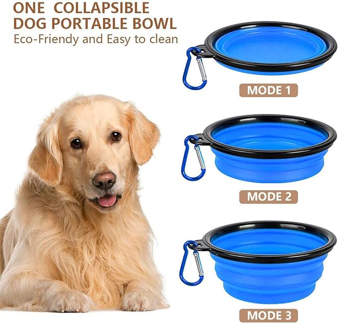 Dog Food Storage Container, 5-7 Lbs Airtight Pet Food Container, Cat food Container Dispenser with Portable Handle, Pouring Spout and a Collapsible bowl for Dogs Cats Navy Blue/6Qt-NeatNest