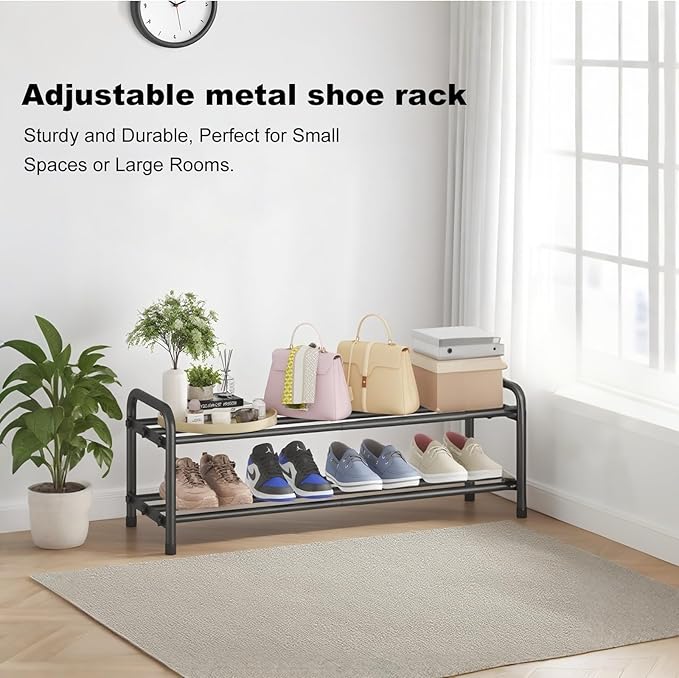 KANAV 2-Tier Expandable Shoe Rack, Adjustable Shoe Organizer & Storage for Closet, Small Space Saving Shoe Rack for Entryway, Bedroom, or Office – Sturdy & Durable Design-NeatNest