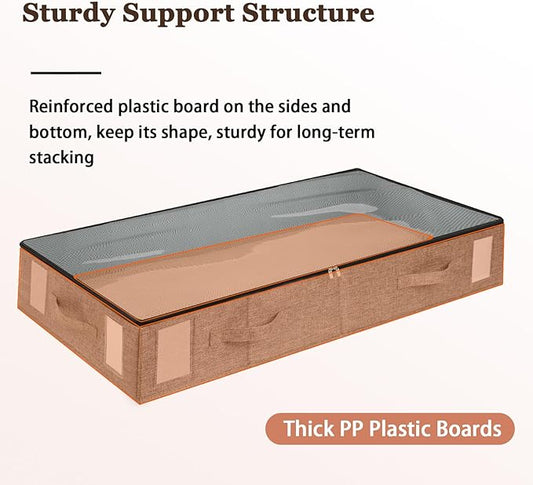 combocube 2 Pack Under Bed Storage Containers, Stackable Closet Organizers and Storage Bins with Sturdy Support, Foldable Underbed Clothes Storage Box for Blanket, Comforter, Sweater, Pillows, Shoes-NeatNest