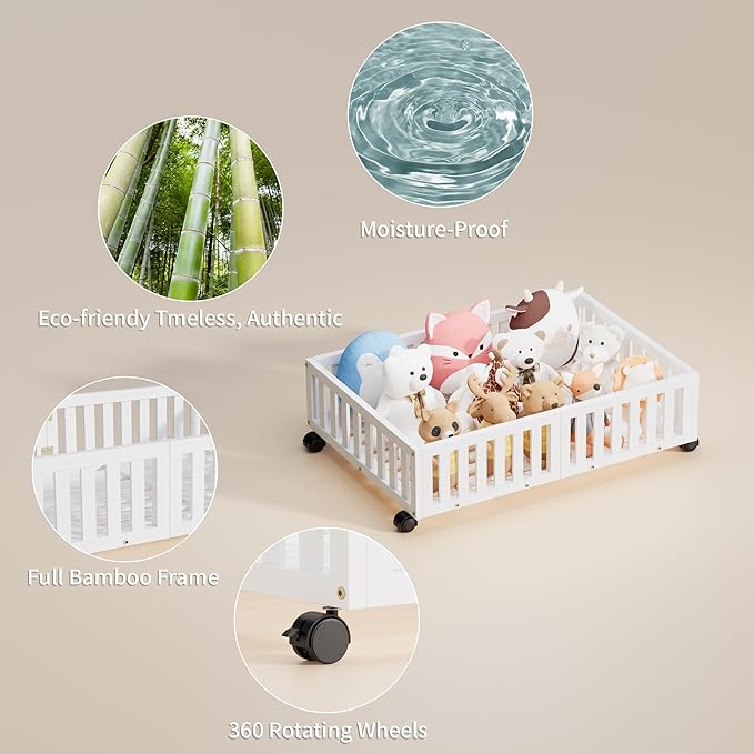Bamboo Under Bed Storage with Wheels (2-Pack) – Rolling Underbed Shoe Organizer Box for Shoes, Blankets, Toys, Clothes Container Space-Saving Organizer Bins for Bedroom, Closet, Dorm, Nursery-NeatNest