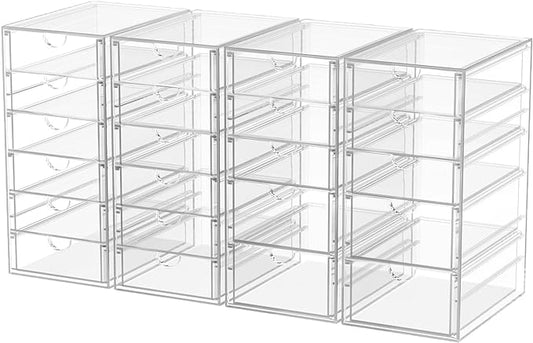 Desk Organizers And Accessories With 22 Drawers, 4 Pack Office Desktop Drawers, Plastic Makeup Organizer Containers Bins With Drawers Desk Organization, Bathroom Organizers Storage Case Box Cube-NeatNest