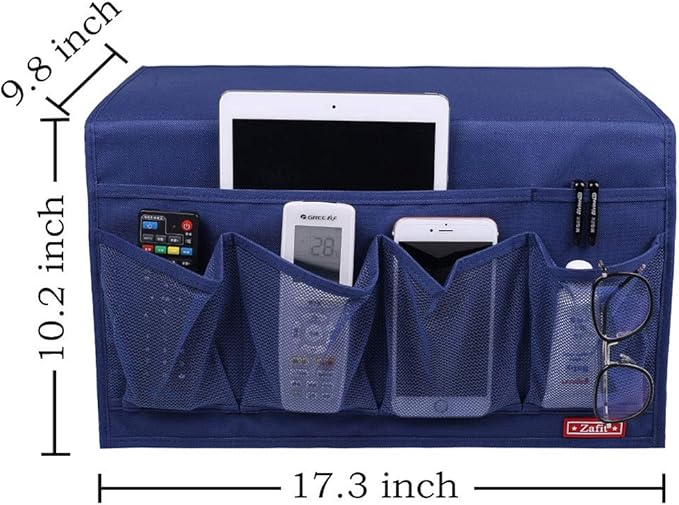 Bedside Storage Organizer - 6 Pockets, Table Cabinet Organizer Caddy for Remotes, Phone, Glasses (Blue)-NeatNest