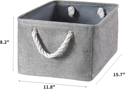 combocube 15.7 x 11.8 x 8.2 Inch Fabric Storage Bins for Shelves, Linen Storage Organizer Storage Basket with Ropes for Laundry, Home, Closet, Office, Clothes, Toys Organizer-NeatNest