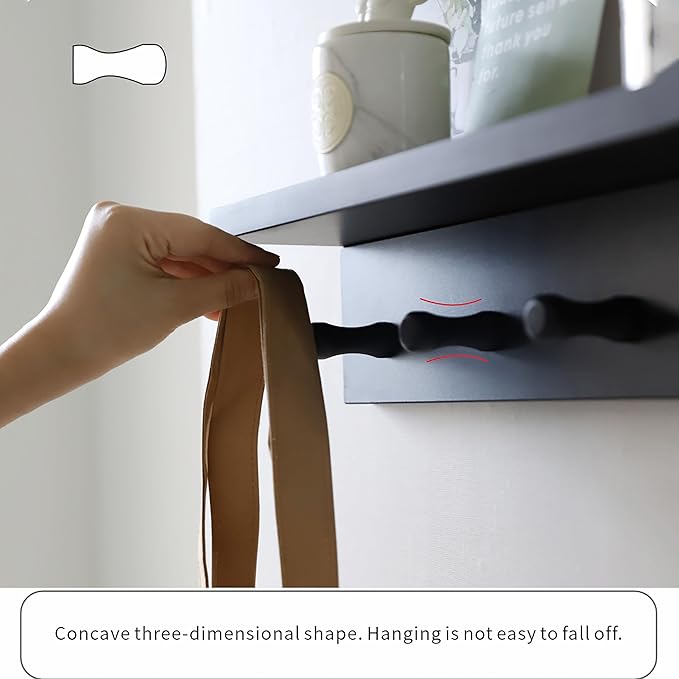 Entrance Coat Rack ,Coat Hooks, Wall-Mounted Wooden Hook Rack, Wall-Mounted Shelves are Very Suitable (Black Finish-2)