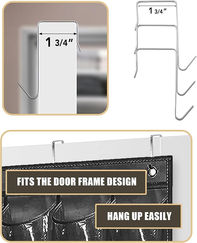 Over The Door Shoe Organizer - Space Saving Shoe Rack for Closet Door with 24 Pockets and Hook, Shoe Holder Back of Door Organizers for Shoes, Hanging Shoe Organizer (Black)-NeatNest
