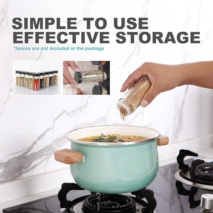 Black Countertop Rotating Spice Rack, Round Empty 20-Jars Revolving Spice Rack Organizer, 135 Spice Labels with Funnel Complete Set, for Kitchen Countertop, Cabinet-NeatNest