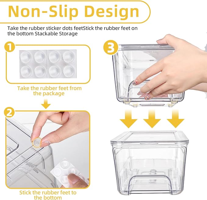 Acrylic Stackable Storage Drawers, 4Pack Clear Vanity Tool Makeup Organizer, 12"D*6.2"W*4.3"H Plastic Drawer Bathroom Storage and Organization, Desk Medicine Cabinet Bins Baby Bottle Organizer