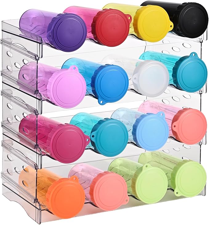 Acrylic Wine Rack for 16 Bottles/Cups - Freestanding Clear Modern Cabinet with Adjustable Shelves, Space-Saving Bar Organizer for Kitchen, Office, Dining Room - Lightweight & Shatter-Resistant
