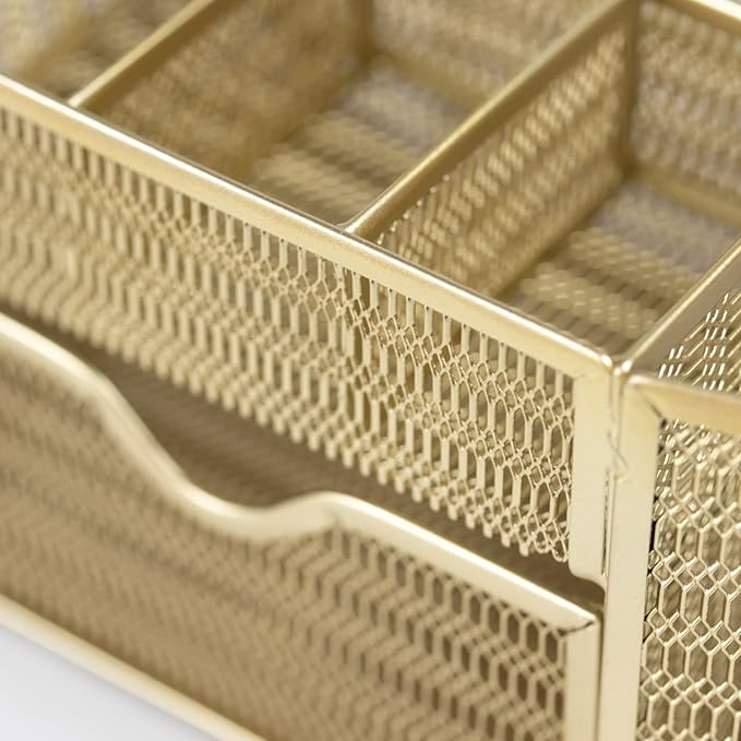 BLU MONACO Gold Desk Organizer Set – Desk Accessories for Women, Office Storage & Supplies, Small Desk Organizers-NeatNest