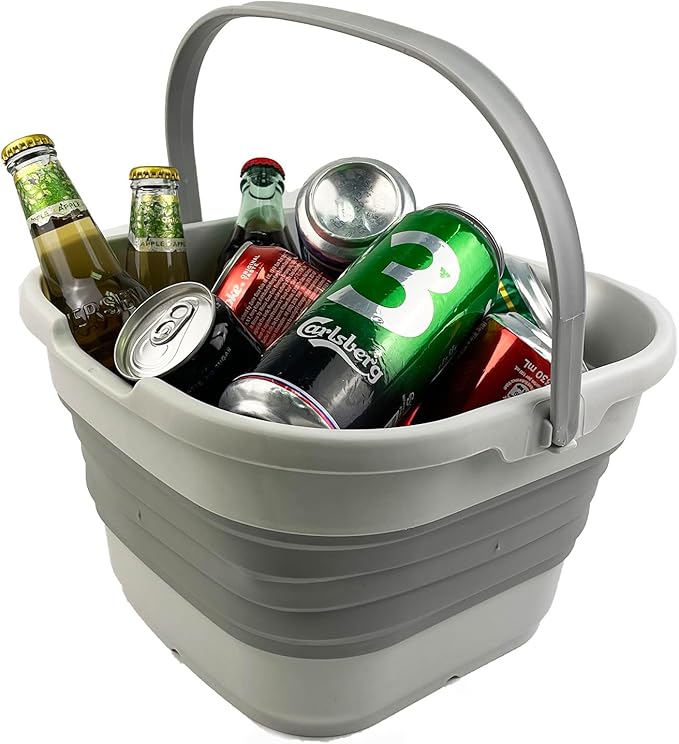SAMMART 9.5L (2.5 Gallon) Collapsible Rectangular Handy Basket/Bucket (Grey (Set of 2))-NeatNest