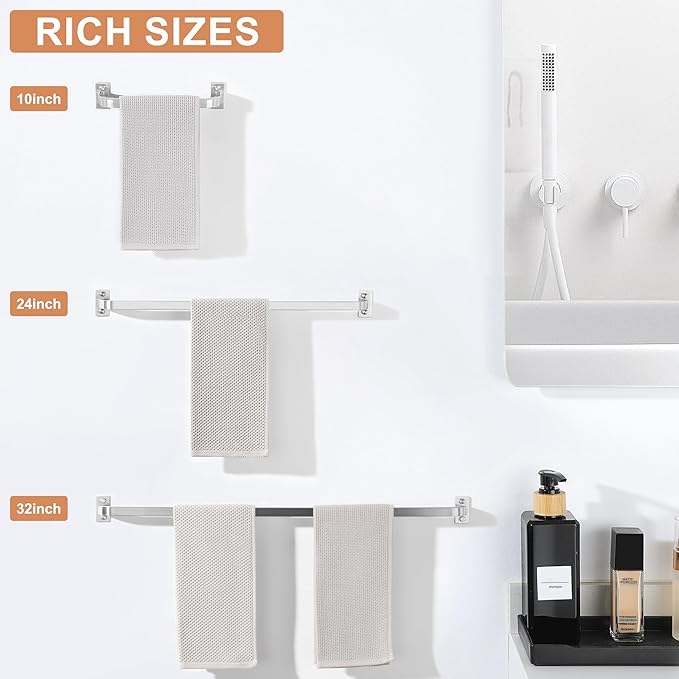 Bathroom Towel Bar, 24 inch Towel Racks for Bathroom Wall Mounted, SUS304 Stainless Steel Heavy Duty Towel Holder Bathroom Accessories Modern Home Decor, Brushed Finished