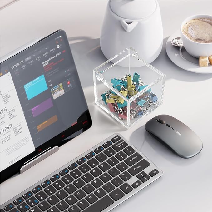 Clear Acrylic Qtip Holder With Lid Cotton Balls Swab Organizer,Square Q Tip Storage, Floss Picks, Bath Salts, Cotton Wab Holder,Home Bathroom Decor (DP011)-NeatNest