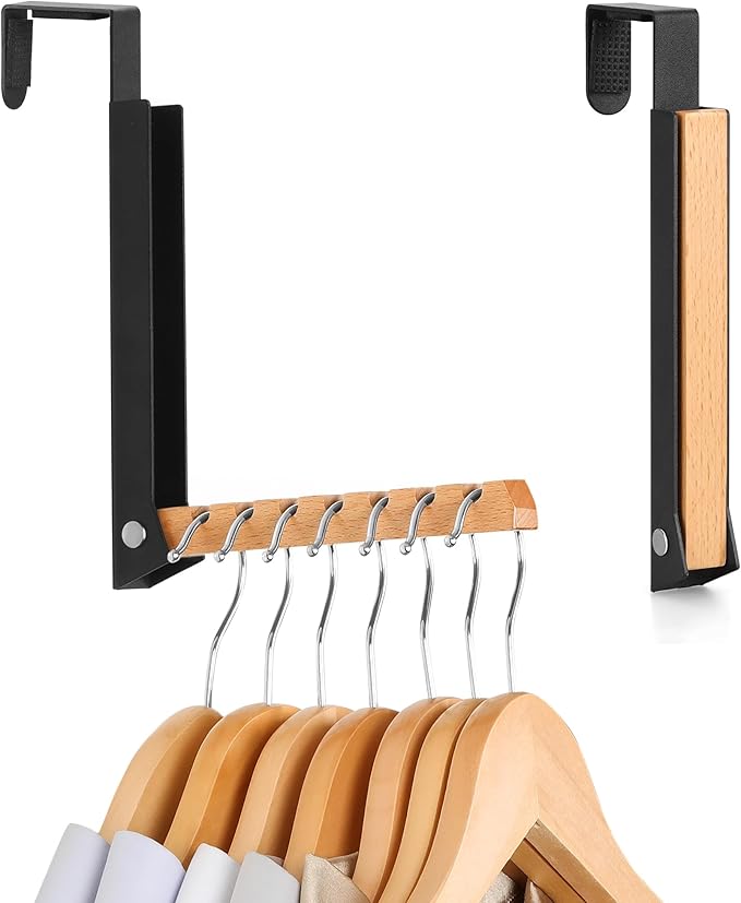 Over The Door Coat Rack: Portable Folding Travel-Friendly Over The Door Clothes Hanger and Laundry Hanger, Ideal for Compact Spaces and On-The-Go Use - 2PCS (Black)
