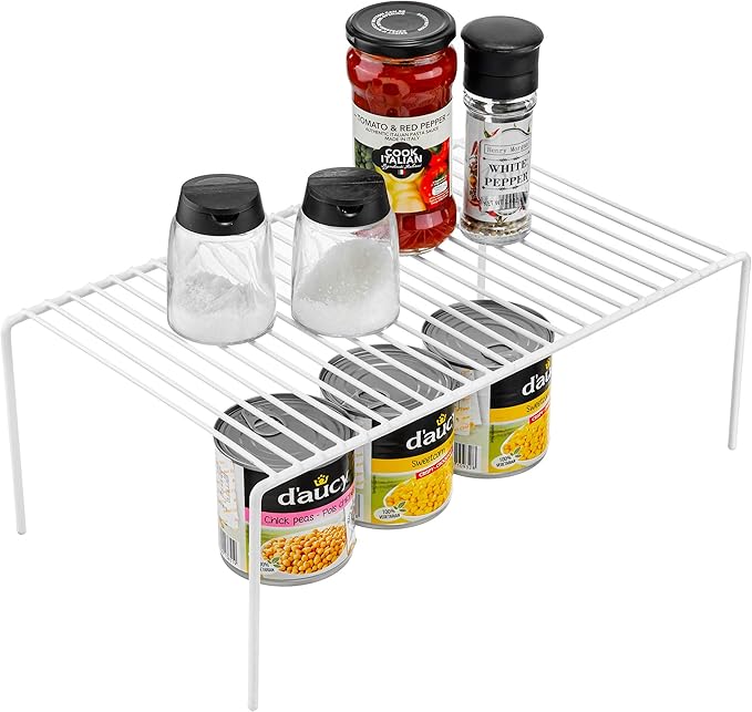 Redrubbit Medium (13 x 9. 4 Inch) Cabinet Storage Shelf Rack, Rustproof Kitchen Counter and Cabinet Shelf, Storage Rack Organizer for Kitchen, Fridge, Cabinet, Bathroom, Set of 2