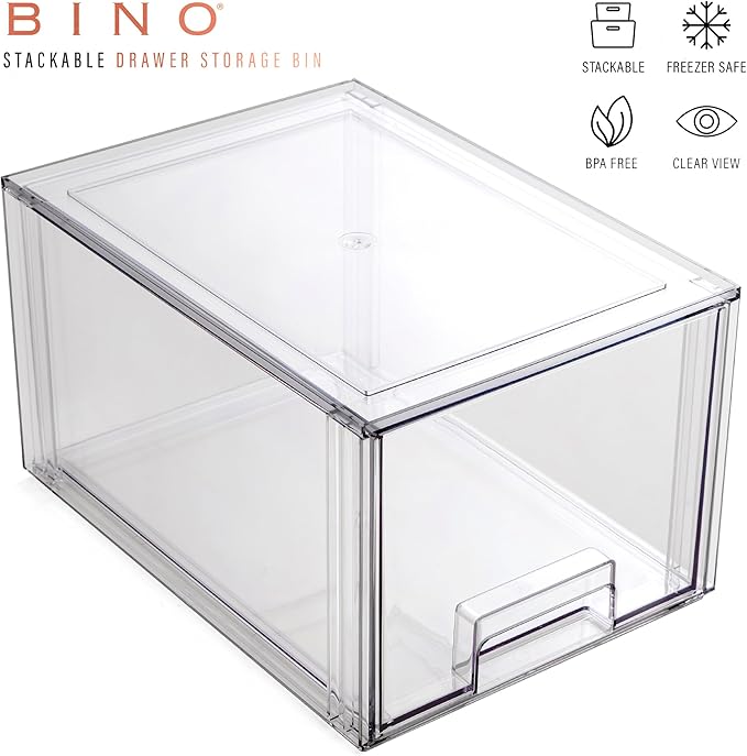 BINO | Stackable Storage Drawers, Tall Small - Clear | THE CRATE COLLECTION | Storage Bins With Drawers Bathroom Organizers and Storage Organization and Storage Under Sink Organizer Vanity Cabinet-NeatNest