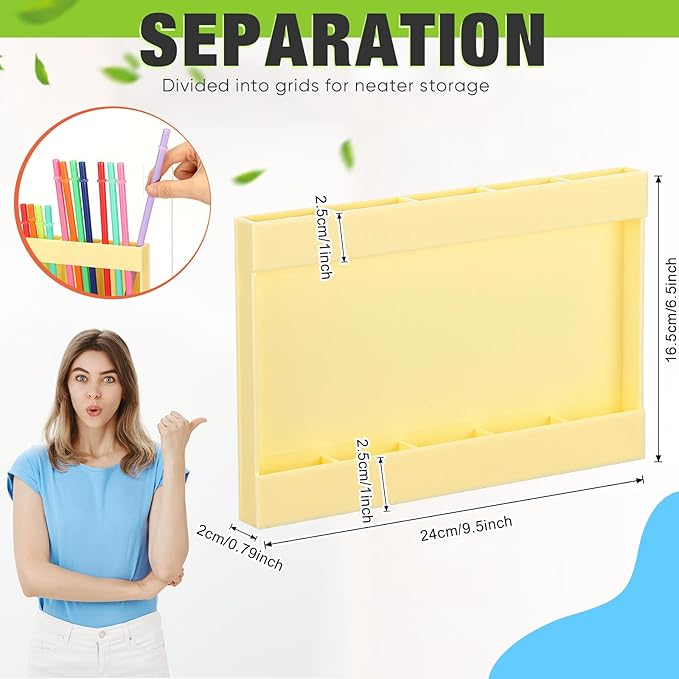 Acrylic Straw Holder for Cabinet Door with Double Sided Adhesive Tape Reusable Straw Organizer Tumbler Storage Kitchen Accessories Container for Counter Cupboard(Cream Color,Large)