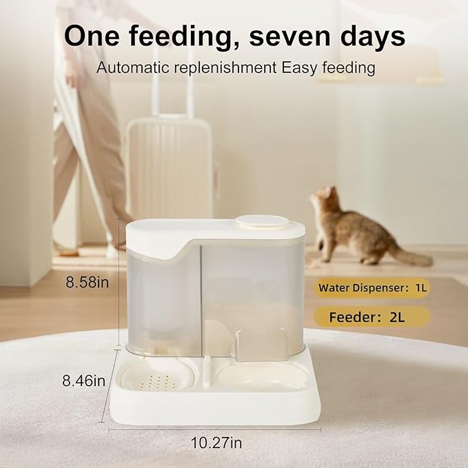 Gravity Pet Feeder and Water Dispenser Set, Automatic Dog Feeder and Dog Water Dispenser for Dogs Cats Pets Animals Large Capacity (White)-NeatNest