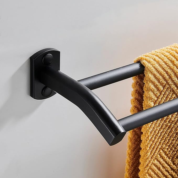 Black Double Towel Bar, Hand Towel Rack for Bathroom Wall Mounted Towel Hanger, Matte Black Bath Towel Rod,20 Inch