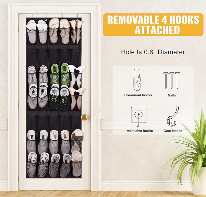 MISSLO 35 Large Pockets Over the Door Shoe Rack for Door Sturdy Oxford Over the Door Shoe Organizer Closet Hanging Shoe Holder Hanger-NeatNest