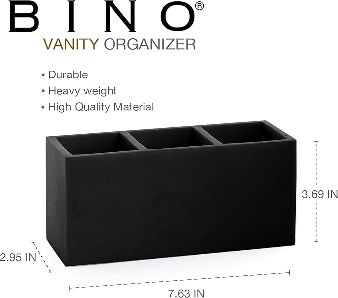 BINO Multi Purpose 3 Compartment Organizer - Makeup Container Organizers - Compartment Organizer for Makeup Brushes, Home and Office Supplies - Matte Black-NeatNest