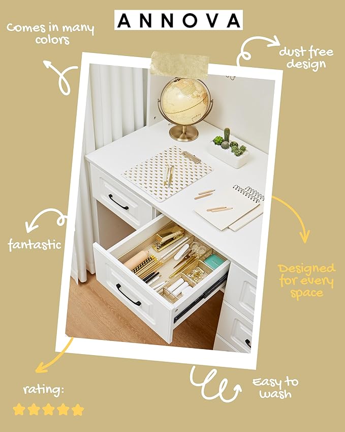 Annova Desk Top Organizer Tray for Office Organization - Metal Mesh - Storage Tray with Dividers for Pens, Desktop Accessories, Bathroom, Kitchen, Makeup and Office Supplies (Large, Gold)-NeatNest