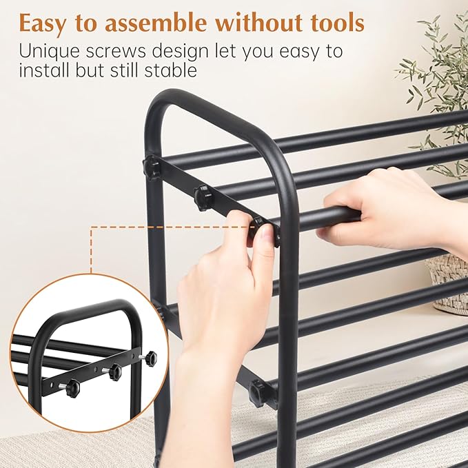 INSMART 4-Tier Expandable Shoe Rack, Stackable and Adjustable Shoes Organizer Storage Shelf, Sturdy and Durable Metal Structure Free Standing Shoe Rack for Closet Entryway Doorway-NeatNest