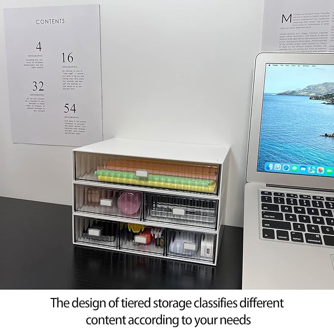 Desk Drawer Organizer, Stackable Plastic Storage Drawer, Grocery Organizer For Stationery/Office Supplies (White, 1 Compartment)-NeatNest