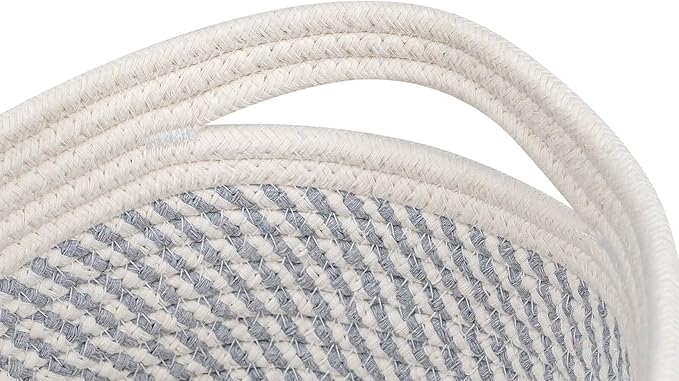 CubesLand Small Baskets, Storage Baskets for Organizing Shelves, Rectangular Woven Storage Basket Natural Cotton Rope Bins Closet Baby Nursery Empty Gifts Basket Off White/Mixed Gray-NeatNest