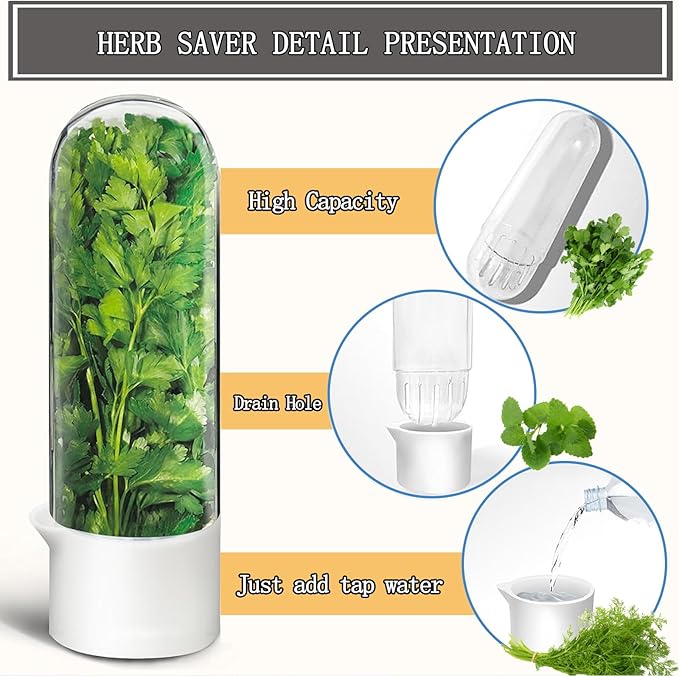 Herb Saver for Refrigerator, Cilantro Container for Fridge, Fresh Herbs Lettuce Keeper for Refrigerator Parsley Mint Leaves Fresh Herb Keeper, Refrigerato Storage for Fresh for 2-3 Weeks (3PCS)