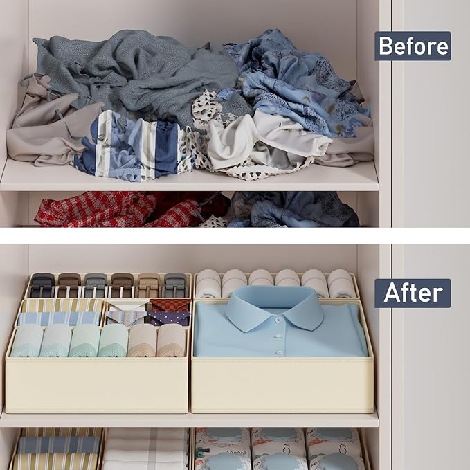 DIMJ Drawer Organizer Clothes Storage - 18 Pack Baby Dresser Organizer for Nursery, Foldable Closet Drawer Organizer Bins for Bedroom Organization, Fabric Storage Dividers for Socks, Underwears, Bras-NeatNest