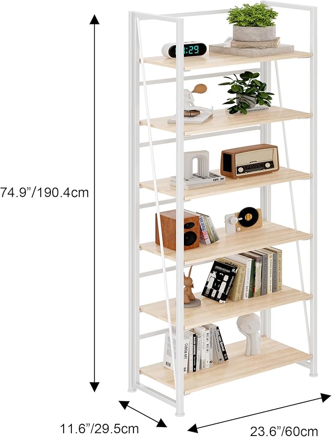 BHG Vintage Multifunctional Folding Bookshelf, No-Assembly Plant Stand Storage Rack Shelves for Home Office-NeatNest
