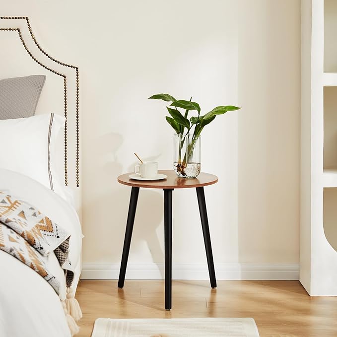 Apicizon Small Round Side Table, Nightstand End Table for Small Spaces, Bedroom, Living Room, Easy Assembly Modern Bedside Table, 16.5 x 20 Inches, Oak-NeatNest