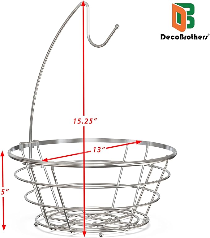 Deco Brothers Fruit Bowl with Banana Holder, Chrome-NeatNest