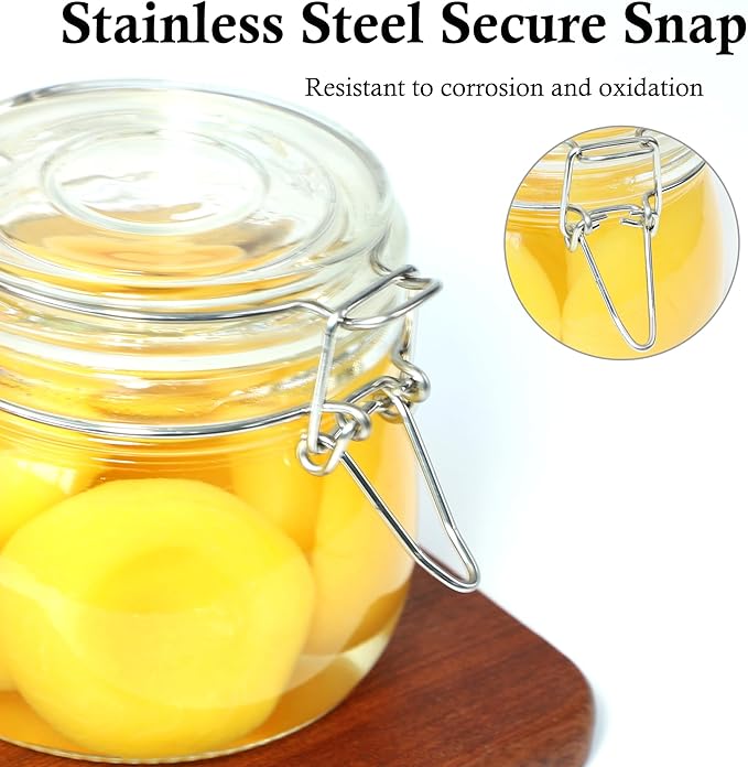 Glass Jars With Airtight Lid 24 Oz (Set Of 3) Wide Mouth Mason Glass Sealed Storage Canisters Leakproof For Coffee Sugar Nuts Spice Refrigerator Pickles & Preserves Tea For Fridge Kitchen Pantry
