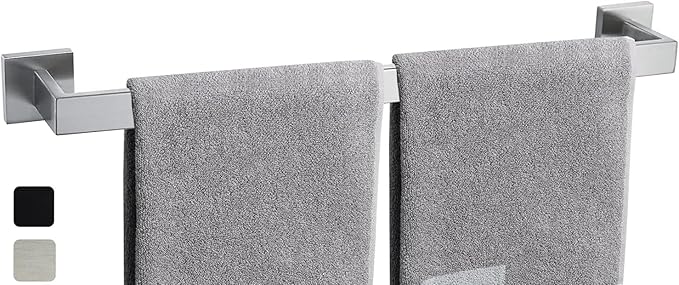 24 Inch Towel Bar for Bathroom 12/16/24/28/32/36 Inch Kitchen Towel Holder Brushed Nickel Towel Rod Wall Mounted SUS304 Rustproof Towel Rack Modern Square Design (1, Brushed Nickel, 24 Inch)
