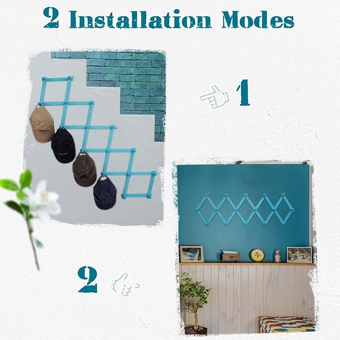 Beachy Coastal Wall Rack with 16 Hanging Hooks, Beach Decorations for Home, Nautical Style Wall Mounted Wood Coat Rack(Rustic Blue)-NeatNest