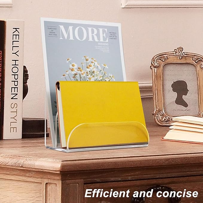 Acrylic Mail Organizer 2 Sections, File Organizer for Desk Clear Desk Organizer File Sorter File Folder Holder Mail Organizer Letter Holder for Envelopes, Mail(2 Packs)