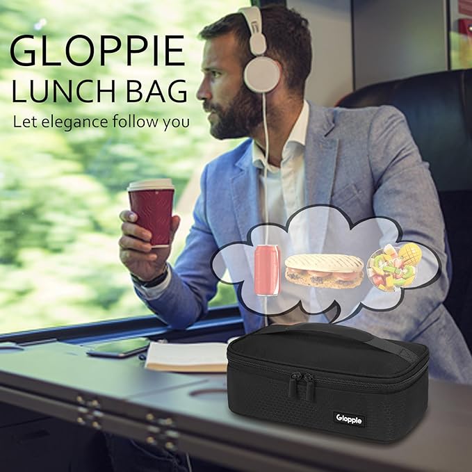 Gloppie Small Lunch Bag for Adults & Kids - Compact Insulated Lunch Box, Durable & Food-Grade Lining | Portable Cooler for Work, School, Travel (Black Honeycomb)-NeatNest