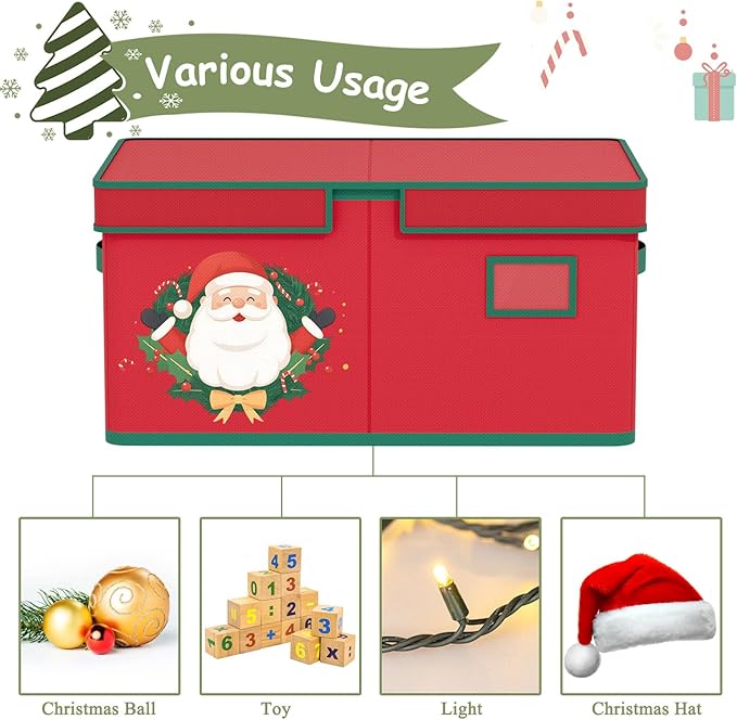 Christmas Ornaments Storage Boxes Christmas Ornament Organizer Storage Box with Adjustable Divider Fit 72 of 3 Inch Ornaments 600D Oxford Fabric Ornament Storage Box for Decoration Storage-NeatNest