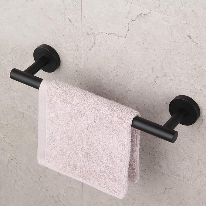 GERZ Contemporary 12-Inch Towel Bar Bath Hand Towel Holder SUS 304 Stainless Steel Wall Mounted Bathroom Organizer Matte Black AG1101C30.5-BK