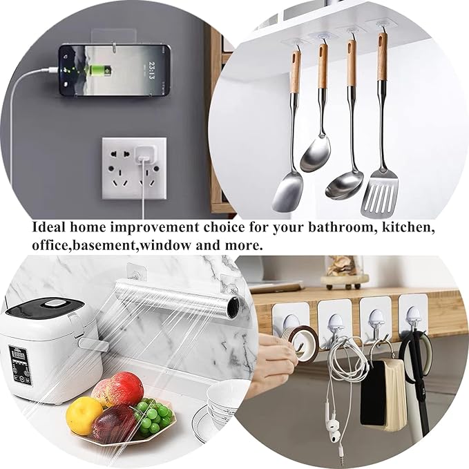 Adhesive Hooks for Hanging Heavy Duty Wall Hooks Self Adhesive Towel Coat Hooks Waterproof Transparent Hook for Bathroom Shower Kitchen Keys Door Outdoor Home Improvement Utility Hook 12 Pack-NeatNest